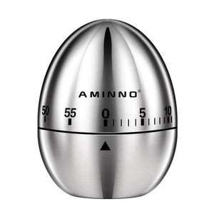 Planet Gates Kitchen timer Manual Stainless Steel Egg Shaped Mechanical Rotating Alarm with 60 Minutes for Cooking