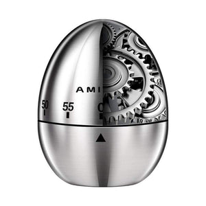 Planet Gates Kitchen timer Manual Stainless Steel Egg Shaped Mechanical Rotating Alarm with 60 Minutes for Cooking