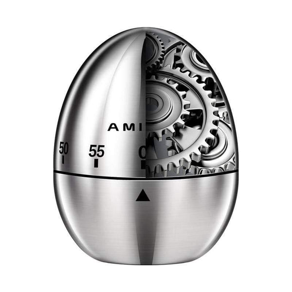 Planet Gates Kitchen timer Manual Stainless Steel Egg Shaped Mechanical Rotating Alarm with 60 Minutes for Cooking