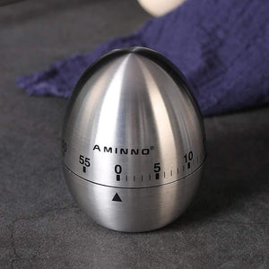 Planet Gates Kitchen timer Manual Stainless Steel Egg Shaped Mechanical Rotating Alarm with 60 Minutes for Cooking