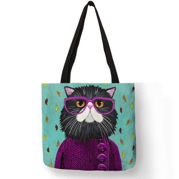 Planet Gates Kitty Cat Tote Bag For Women Lady Folding Reusable Linen Shopping Bag With Print Travel School Bags Handbag