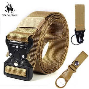 Tactical Belt Military High Quality Nylon Men's Training Belt Metal Multifunctional Buckle Outdoor Sports Hook New