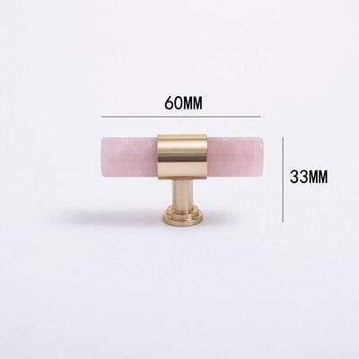 Natural Marble/Crystal + Brass T Bar Cabinet Handle And Knobs Kitchen Cupboard Door Pulls Furniture Handle Dresser Knob Hardware