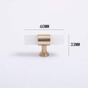 Natural Marble/Crystal + Brass T Bar Cabinet Handle And Knobs Kitchen Cupboard Door Pulls Furniture Handle Dresser Knob Hardware