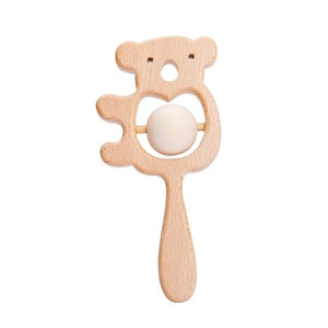 Planet Gates Koala Ball 1PC Baby Wooden Rattle Beech Animal Hand Teething Wooden Ring Makes A Sound Montessori Educational Toy Attract Attention