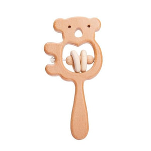 Planet Gates Koala Circle 1PC Baby Wooden Rattle Beech Animal Hand Teething Wooden Ring Makes A Sound Montessori Educational Toy Attract Attention