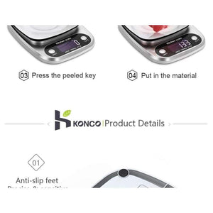 Planet Gates KONCO Kitchen Scale, 10kg/0.1g Portable Mini Digital Food Scale, Pocket Case Jewelry Weight Balance Electronic Scale