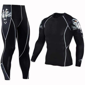 Planet Gates KT-TZ-02 / Asian size--S Long T Shirt+Pants Men's Morning Run Jogging Workout Compression Clothing Extreme Sports Gym Men's Tights MMA BJJ Tops