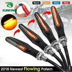 Planet Gates KUNFINE 4X Universal flowing water flicker led motorcycle turn signal Indicators Blinkers Flexible Bendable Amber light lamp