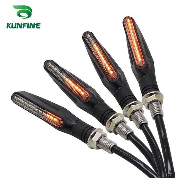 Planet Gates KUNFINE 4X Universal flowing water flicker led motorcycle turn signal Indicators Blinkers Flexible Bendable Amber light lamp