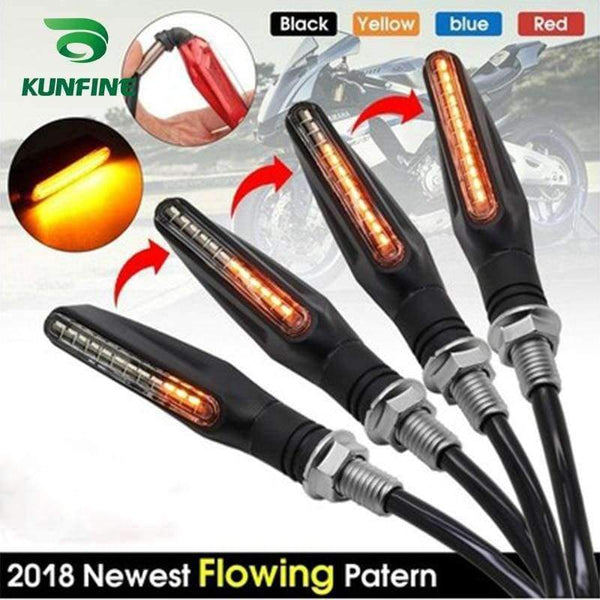 Planet Gates KUNFINE 4X Universal flowing water flicker led motorcycle turn signal Indicators Blinkers Flexible Bendable Amber light lamp