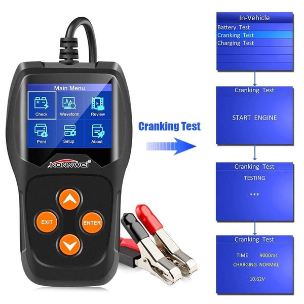 Planet Gates KW600 12V Car Battery Tester 100 to 2000CCA 12 Volt Battery tools for the car Quick Cranking Charging Diagnostic