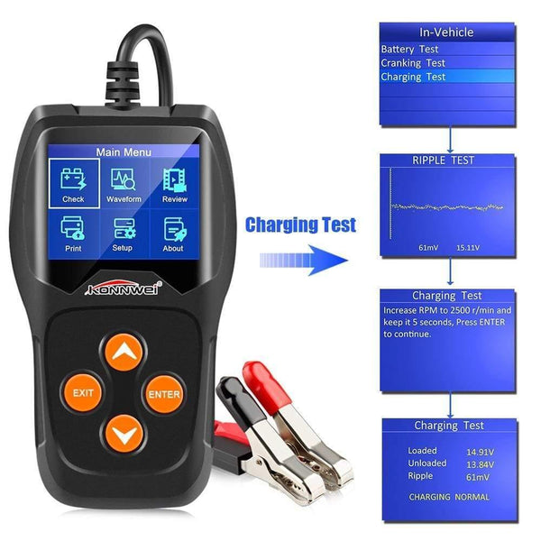 Planet Gates KW600 12V Car Battery Tester 100 to 2000CCA 12 Volt Battery tools for the car Quick Cranking Charging Diagnostic