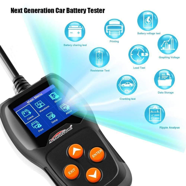 Planet Gates KW600 12V Car Battery Tester 100 to 2000CCA 12 Volt Battery tools for the car Quick Cranking Charging Diagnostic