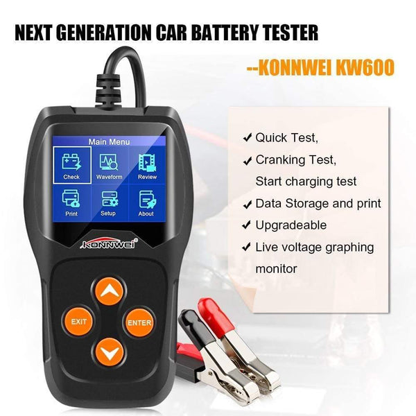 Planet Gates KW600 12V Car Battery Tester 100 to 2000CCA 12 Volt Battery tools for the car Quick Cranking Charging Diagnostic