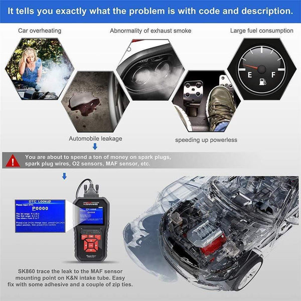 Planet Gates KW850 OBD2 Auto Diagnostic Scanner Universal OBD Car Diagnostic Tool ODB2 Check Engine Automotive Car Code Reader Black