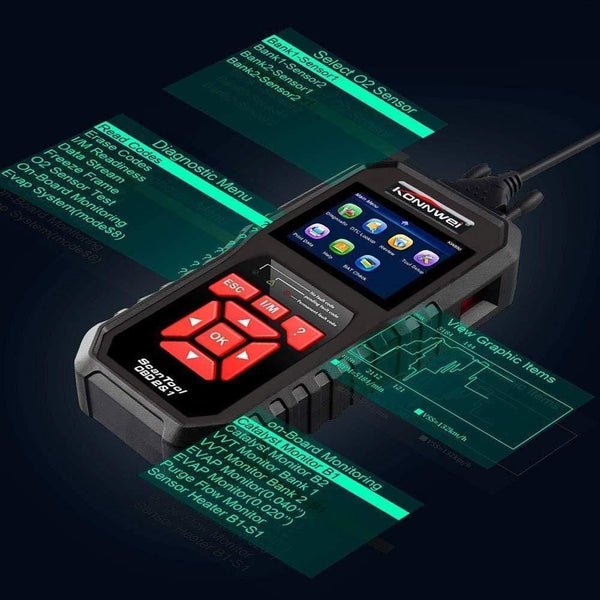 Planet Gates KW850 OBD2 Auto Diagnostic Scanner Universal OBD Car Diagnostic Tool ODB2 Check Engine Automotive Car Code Reader Black