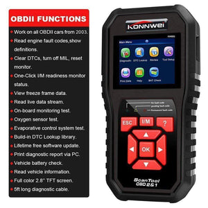 Planet Gates KW850 OBD2 Auto Diagnostic Scanner Universal OBD Car Diagnostic Tool ODB2 Check Engine Automotive Car Code Reader Black