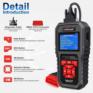 Planet Gates KW850 OBD2 Auto Diagnostic Scanner Universal OBD Car Diagnostic Tool ODB2 Check Engine Automotive Car Code Reader Black
