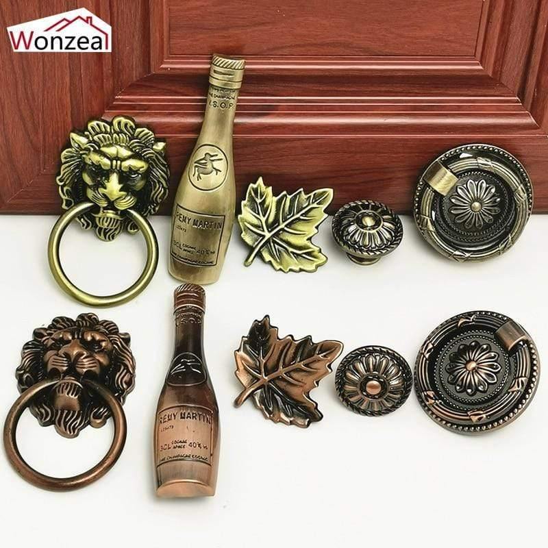 L 103mm Hole CC 64mm Wine Bottle Shape Furniture Handle Knob Pull Of Retro Antique Red Color For Kitchen Cabinet Cupboard Door