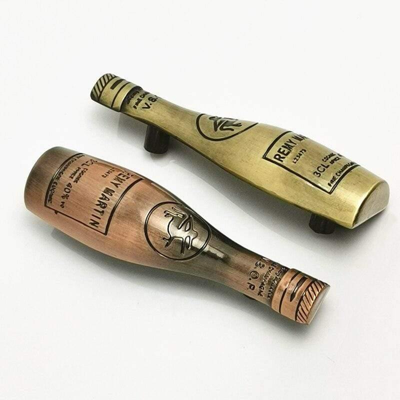 L 103mm Hole CC 64mm Wine Bottle Shape Furniture Handle Knob Pull Of Retro Antique Red Color For Kitchen Cabinet Cupboard Door