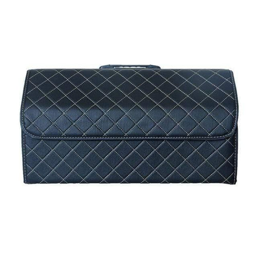 Planet Gates L All Black Car Trunk Organizer Box Storage Bag Auto Trash Tool Bag PU Leather Folding Large Cargo Storage Stowing Tidying Car Accessories
