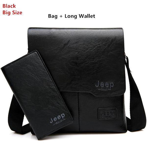 Planet Gates L-Black 1505-8068 Bags Set JEEP BULUO Famous Brand New Fashion Man Leather Messenger Bag Male Cross Body Shoulder Business Bags For Men
