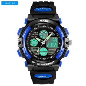 Planet Gates L Black Blue Children LED Display Digital Watch 50M Waterproof Kids Sports Watches Multifunction Quartz Boys/Girls Students Wristwatch