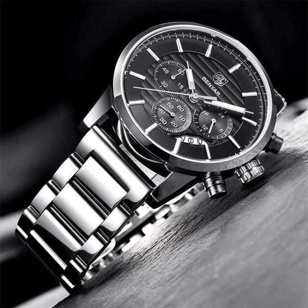 Planet Gates L Black Gold Black Men Watches Top Brand Luxury Business Waterproof Sport Chronograph Quartz Brown Gold Male Clock Relogio Masculino 2019