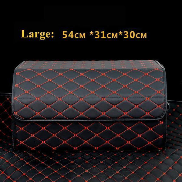 Planet Gates L Black Red Car Trunk Organizer Box Storage Bag Auto Trash Tool Bag PU Leather Folding Large Cargo Storage Stowing Tidying Car Accessories