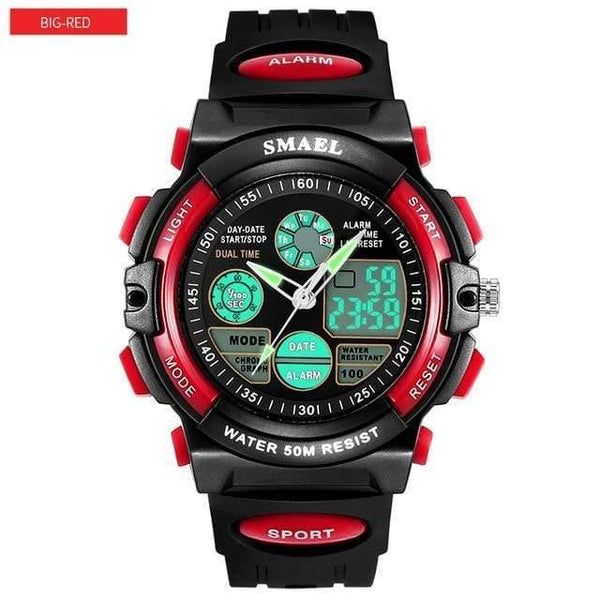 Planet Gates L Black Red Children LED Display Digital Watch 50M Waterproof Kids Sports Watches Multifunction Quartz Boys/Girls Students Wristwatch