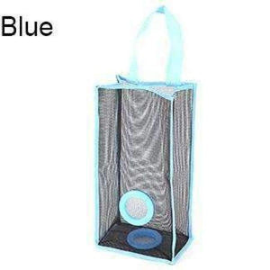 Planet Gates L / Blue Hanging Mesh Garbage Bag Organizer Dispenser Reusable Grocery Bags Holder Kitchen Wall Mount Net Trash Bag Storage