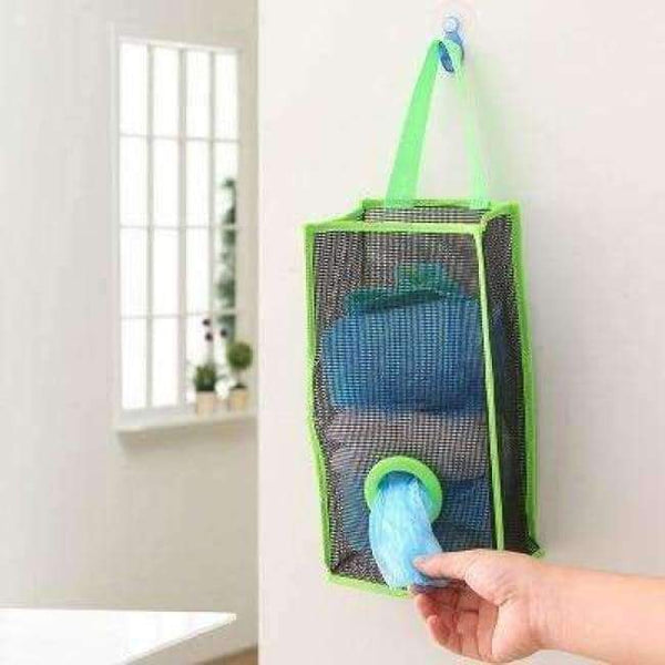 Planet Gates L / Blue Hanging Mesh Garbage Bag Organizer Dispenser Reusable Grocery Bags Holder Kitchen Wall Mount Net Trash Bag Storage