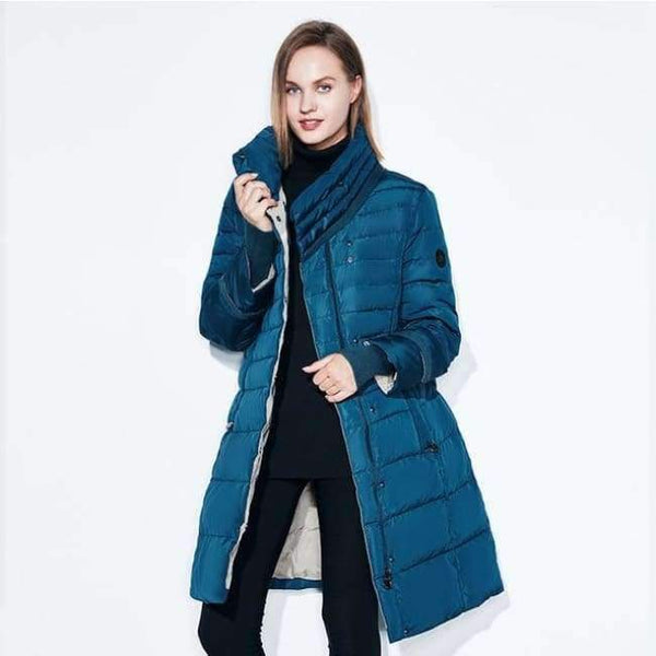 Planet Gates L blue / L Winter jacket women free scarf Slim Coats Female Warm Parka thick Outwear soft bio down Padded Regular long jackets