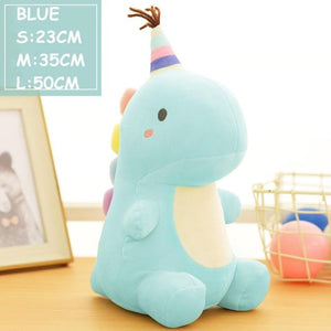 Planet Gates L / blue with hat Ultra Soft Lovely Dinosaur Plush Doll Huggable Pink/Blue Stuffed Dino Toy Kids Huggable Animals Plush Toy 30/40/50cm