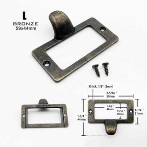 Small Large Heavy Duty Antique Brass Black Metal Furniture Cabinet Drawer Box Case Label Pull Handle File Name Card Frame Holder