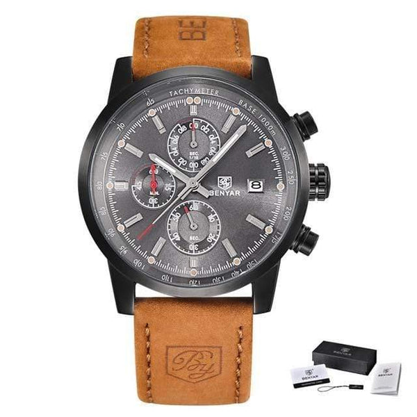 Planet Gates L Brown black  gray Chronograph Sport Mens Watches Top Brand Luxury Quartz Watch Reloj Hombre saat Clock Male hour relogio Masculino
