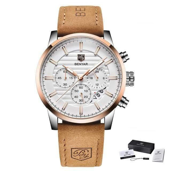 Planet Gates L Brown Gold White Men Watches Top Brand Luxury Business Waterproof Sport Chronograph Quartz Brown Gold Male Clock Relogio Masculino 2019