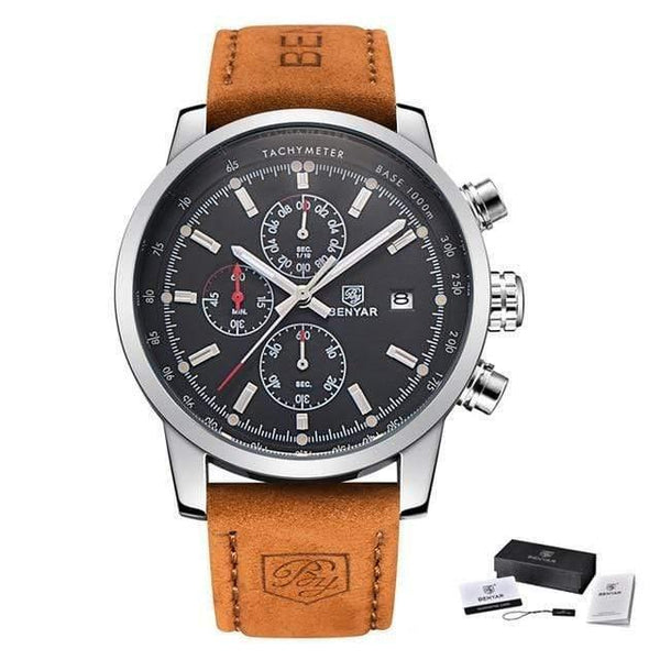 Planet Gates L Brown Silver black Chronograph Sport Mens Watches Top Brand Luxury Quartz Watch Reloj Hombre saat Clock Male hour relogio Masculino