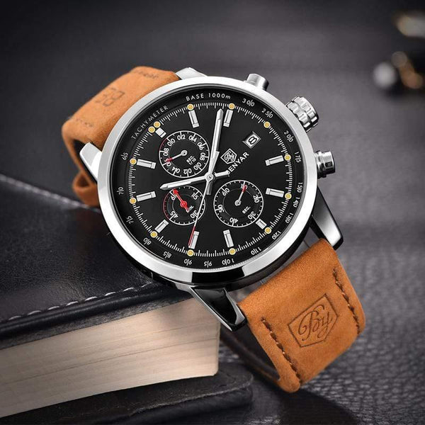Planet Gates L Brown silver white Chronograph Sport Mens Watches Top Brand Luxury Quartz Watch Reloj Hombre saat Clock Male hour relogio Masculino