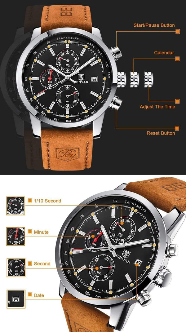 Planet Gates L Brown silver white Chronograph Sport Mens Watches Top Brand Luxury Quartz Watch Reloj Hombre saat Clock Male hour relogio Masculino
