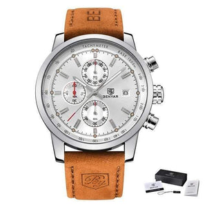 Planet Gates L Brown silver white Chronograph Sport Mens Watches Top Brand Luxury Quartz Watch Reloj Hombre saat Clock Male hour relogio Masculino