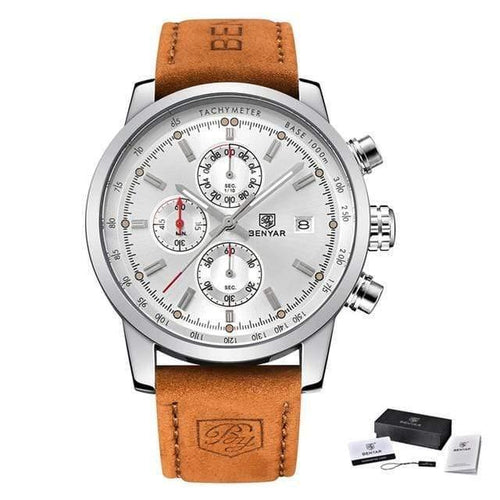 Planet Gates L Brown silver white Chronograph Sport Mens Watches Top Brand Luxury Quartz Watch Reloj Hombre saat Clock Male hour relogio Masculino