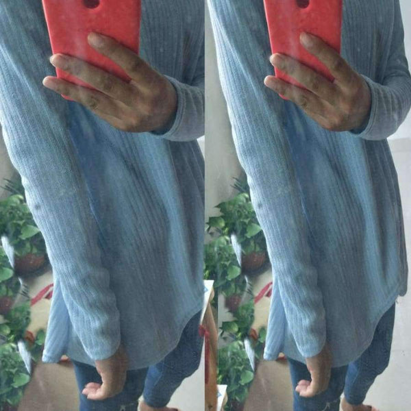 Planet Gates L New Arrival Autumn Ladies Solid Knitted Loose Irregular Sweater Sexy  Long Sleeves V-Neck Pullovers Women Tops