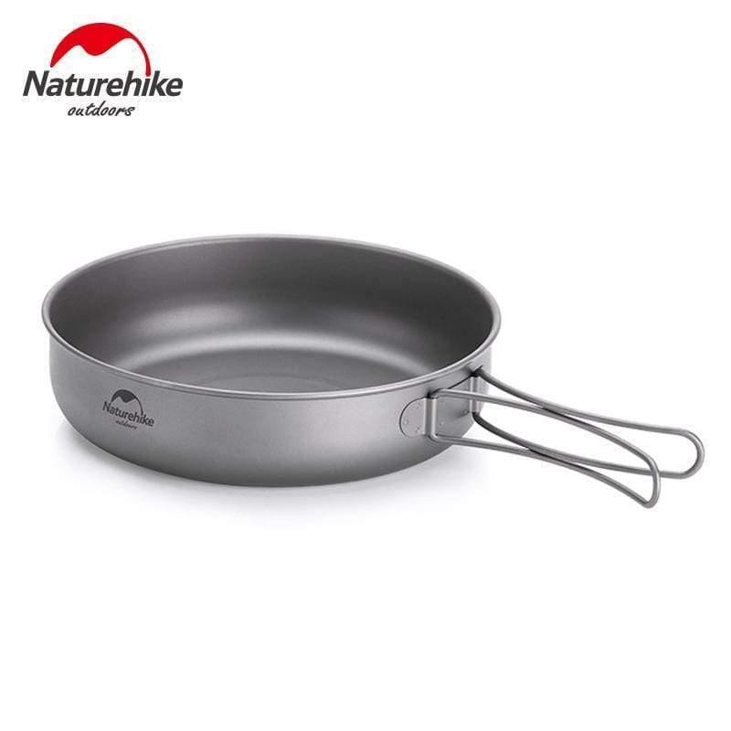 Planet Gates L-NH18T010-A Titanium Frying Pan Bowl Plate with Folding Handle Ultra-light Outdoor Camping Picnic Tableware Kitchenware