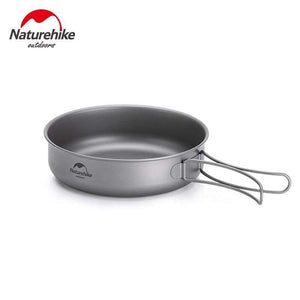 Planet Gates L-NH18T010-A Titanium Frying Pan Bowl Plate with Folding Handle Ultra-light Outdoor Camping Picnic Tableware Kitchenware