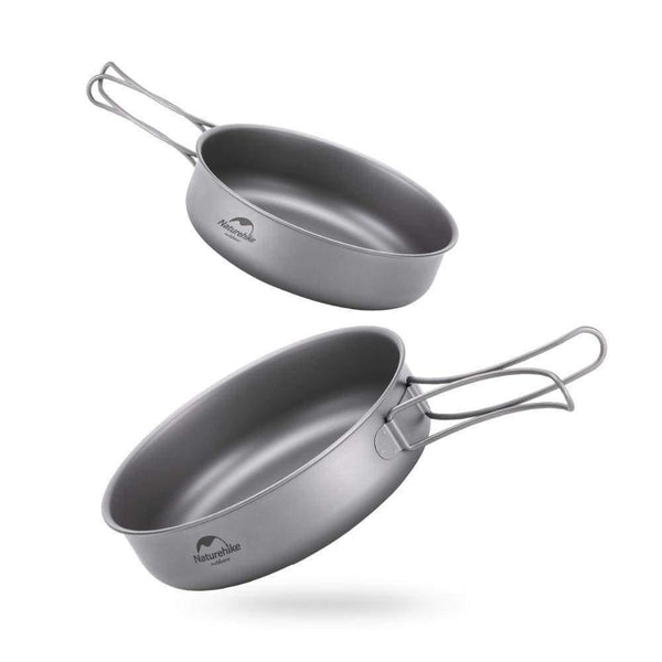 Planet Gates L-NH18T010-A Titanium Frying Pan Bowl Plate with Folding Handle Ultra-light Outdoor Camping Picnic Tableware Kitchenware