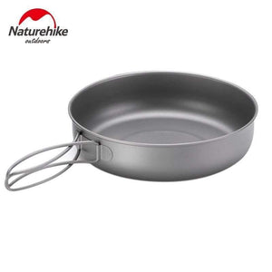 Planet Gates L-NH18T010-A Titanium Frying Pan Bowl Plate with Folding Handle Ultra-light Outdoor Camping Picnic Tableware Kitchenware