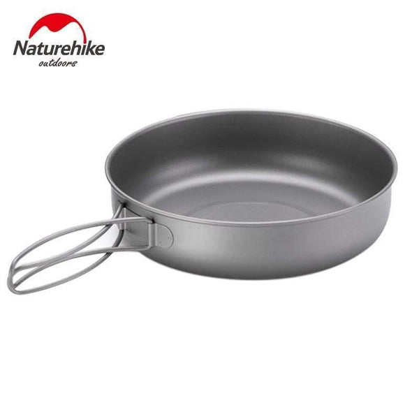 Planet Gates L-NH18T010-A Titanium Frying Pan Bowl Plate with Folding Handle Ultra-light Outdoor Camping Picnic Tableware Kitchenware