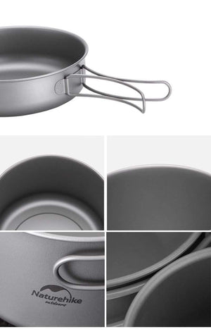 Planet Gates L-NH18T010-A Titanium Frying Pan Bowl Plate with Folding Handle Ultra-light Outdoor Camping Picnic Tableware Kitchenware
